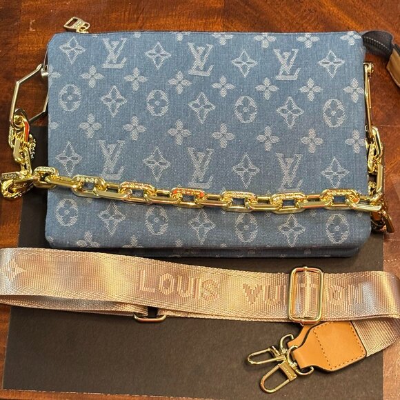 Fashion Blue Denim Monogram Handbag - Picture 1 of 3